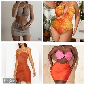 Mixed‎ Styles Women's Swim & Dress Collection - Gray, Orange, Pink, Yellow Swirl